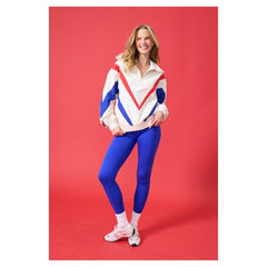 Chicago Cubs Terez Women's Ripstop Chevron Quarter-Zip Pullover - Cream - MLB Lifestyle
