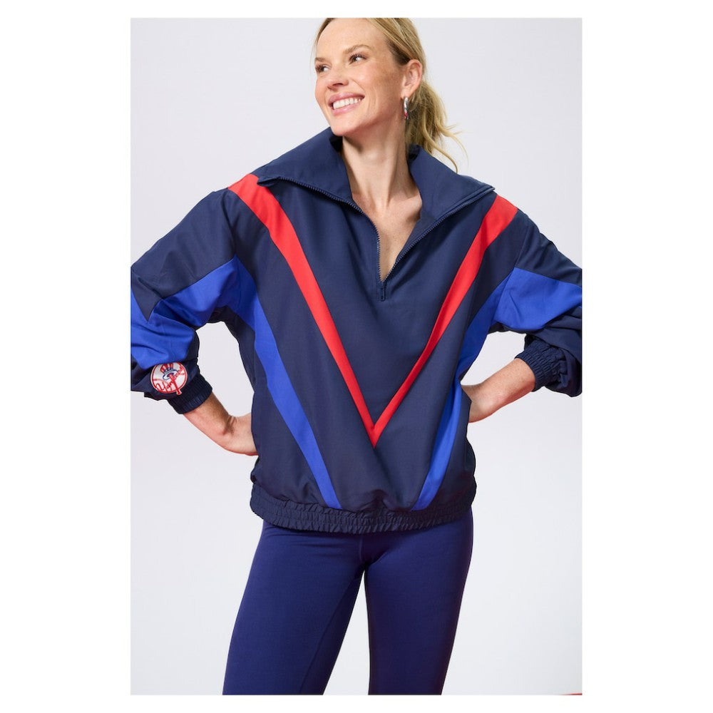 New York Yankees Terez Women's Ripstop Chevron Quarter-Zip Pullover - Navy - MLB Sale