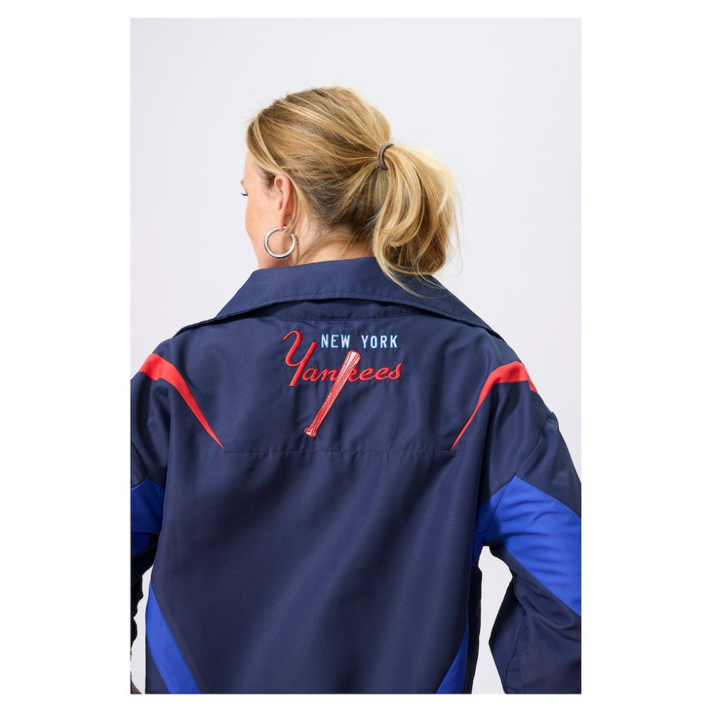 New York Yankees Terez Women's Ripstop Chevron Quarter-Zip Pullover - Navy - MLB Sale