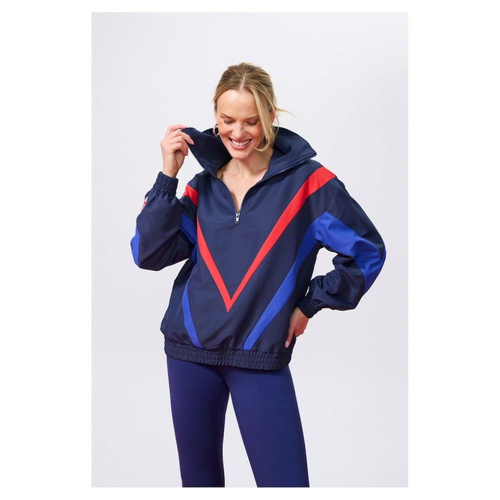 New York Yankees Terez Women's Ripstop Chevron Quarter-Zip Pullover - Navy - MLB Sale
