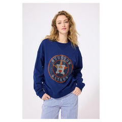 Houston Astros Terez Women's Oversized Gemstone Logo Sweatshirt - Navy - MLB Online