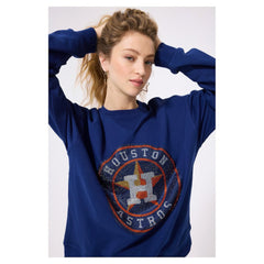 Houston Astros Terez Women's Oversized Gemstone Logo Sweatshirt - Navy - MLB Online