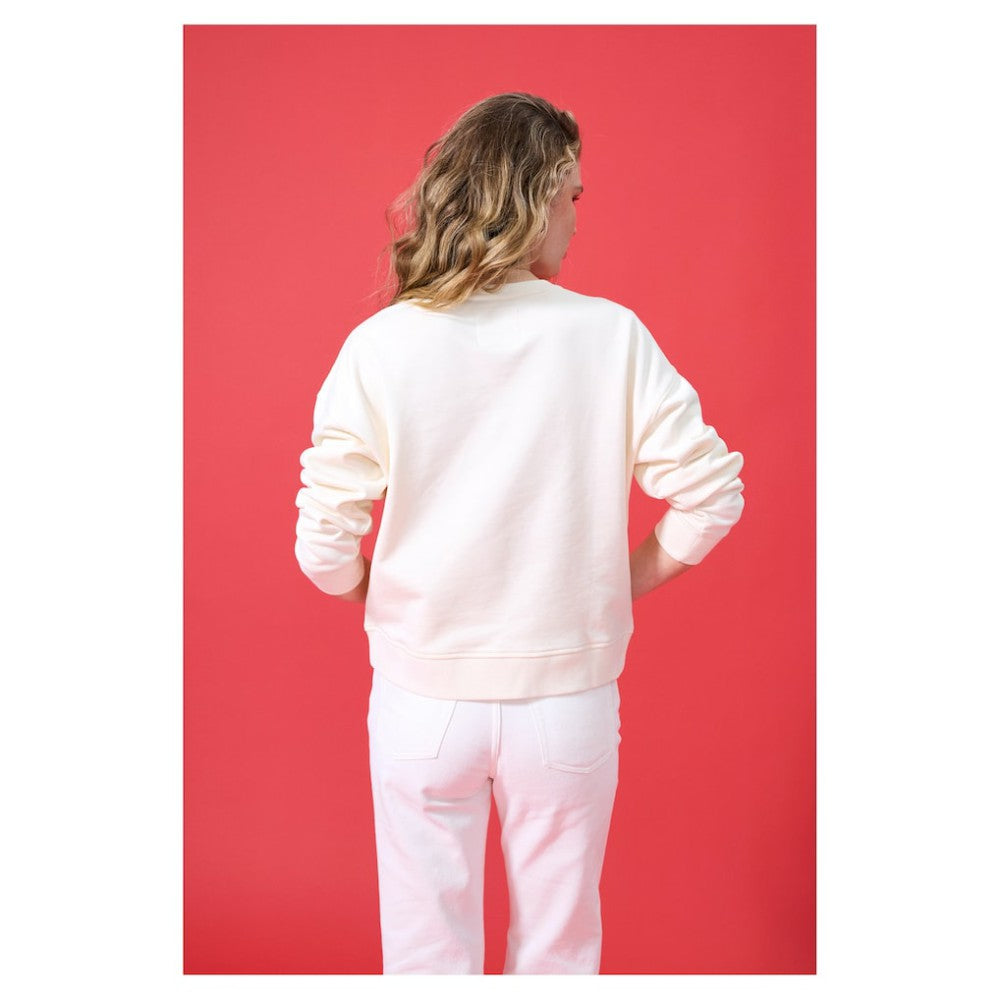 New York Yankees Terez Women's Oversized Gemstone Logo Sweatshirt - Cream - MLB on Sale