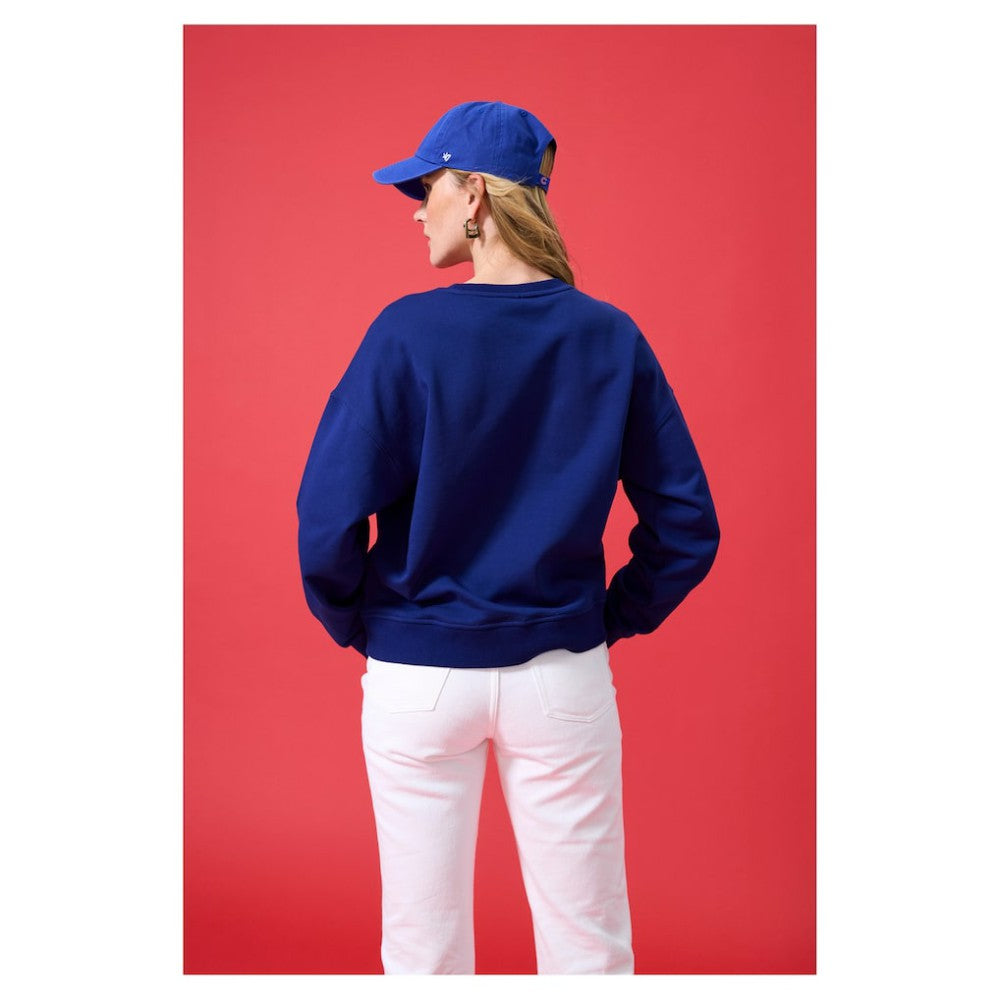 Chicago Cubs Terez Women's Oversized Gemstone Logo Sweatshirt - Navy - MLB on Sale