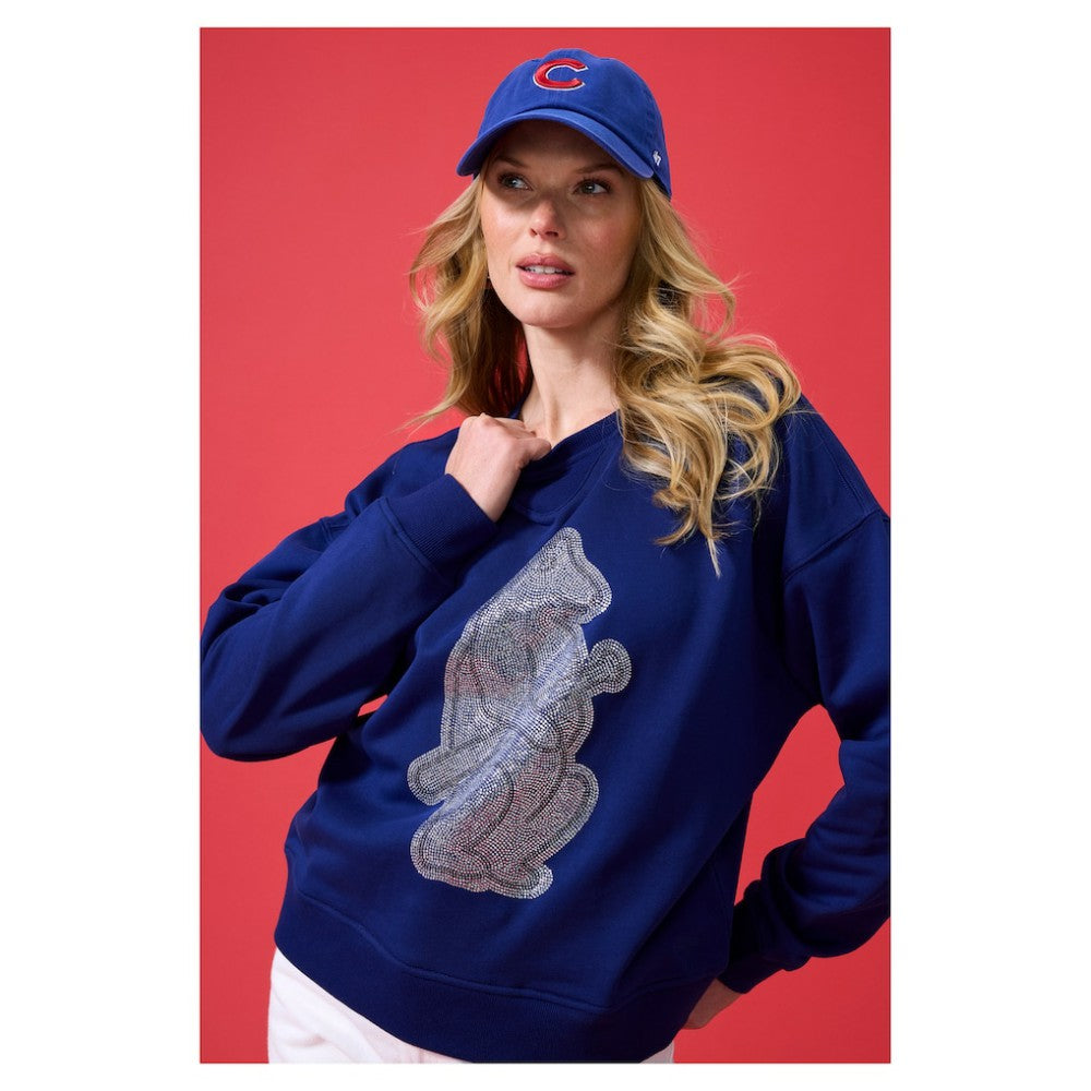 Chicago Cubs Terez Women's Oversized Gemstone Logo Sweatshirt - Navy - MLB on Sale