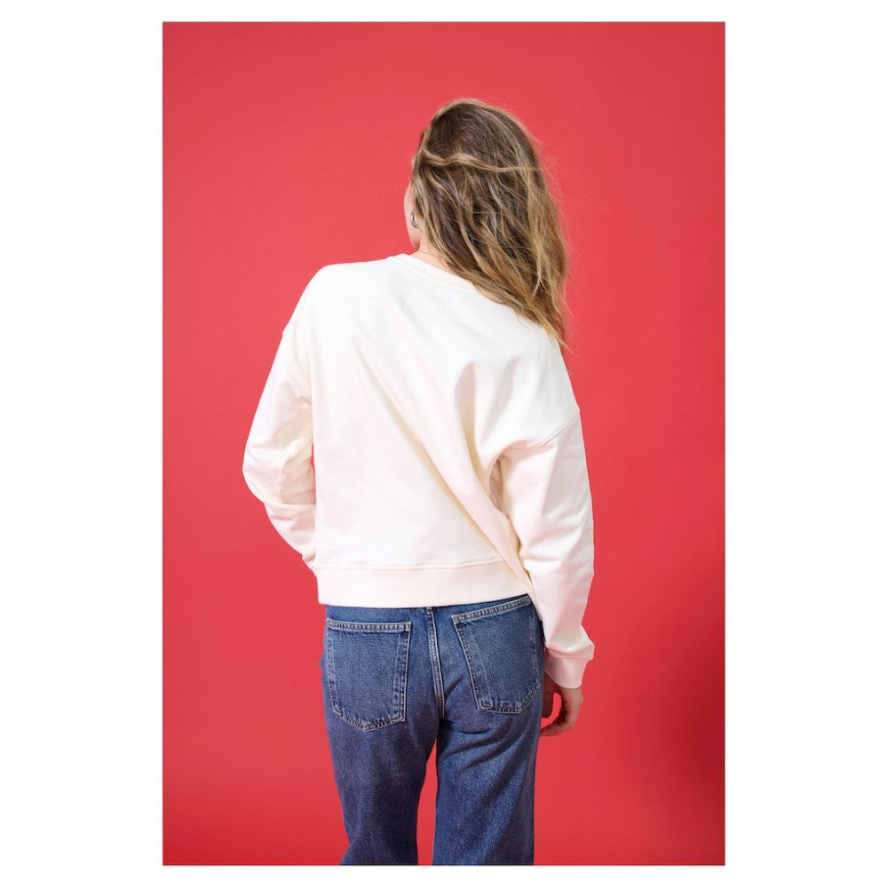 Philadelphia Phillies Terez Women's Oversized Gemstone Logo Sweatshirt - Cream - MLB Lifestyle