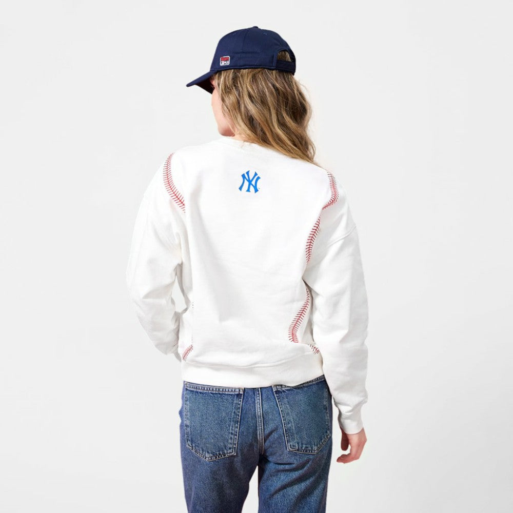 New York Yankees Terez Women's Baseball Stitch Pullover Sweatshirt - Cream - MLB on Sale