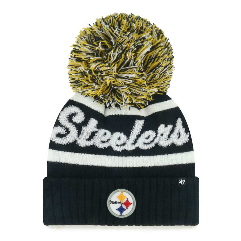 47 brand Pittsburgh Steelers '47 Women's Spirited Cuffed Knit Hat with Pom Black