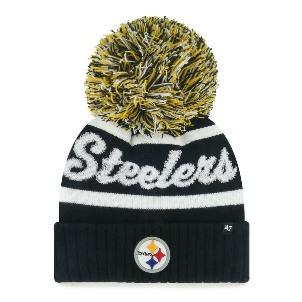 47 brand Pittsburgh Steelers '47 Women's Spirited Cuffed Knit Hat with Pom Black