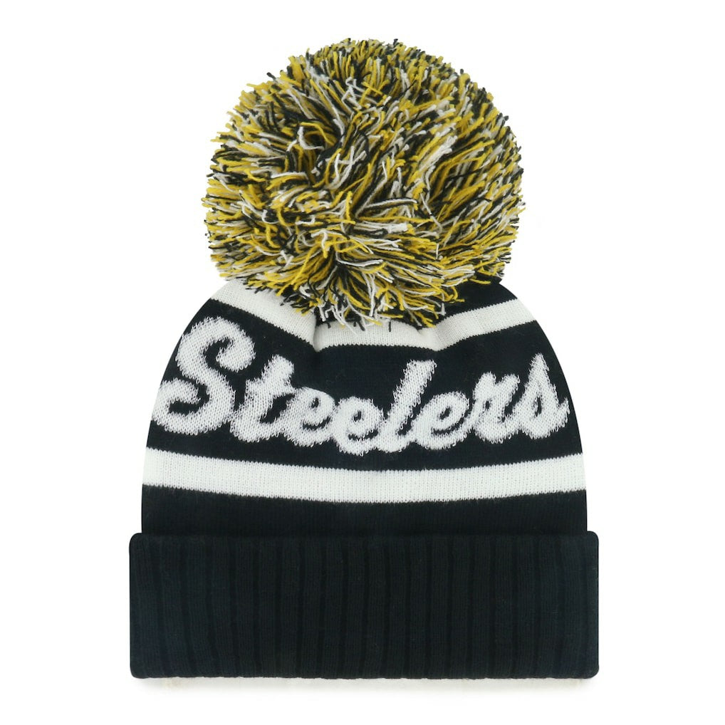 47 brand Pittsburgh Steelers '47 Women's Spirited Cuffed Knit Hat with Pom Black