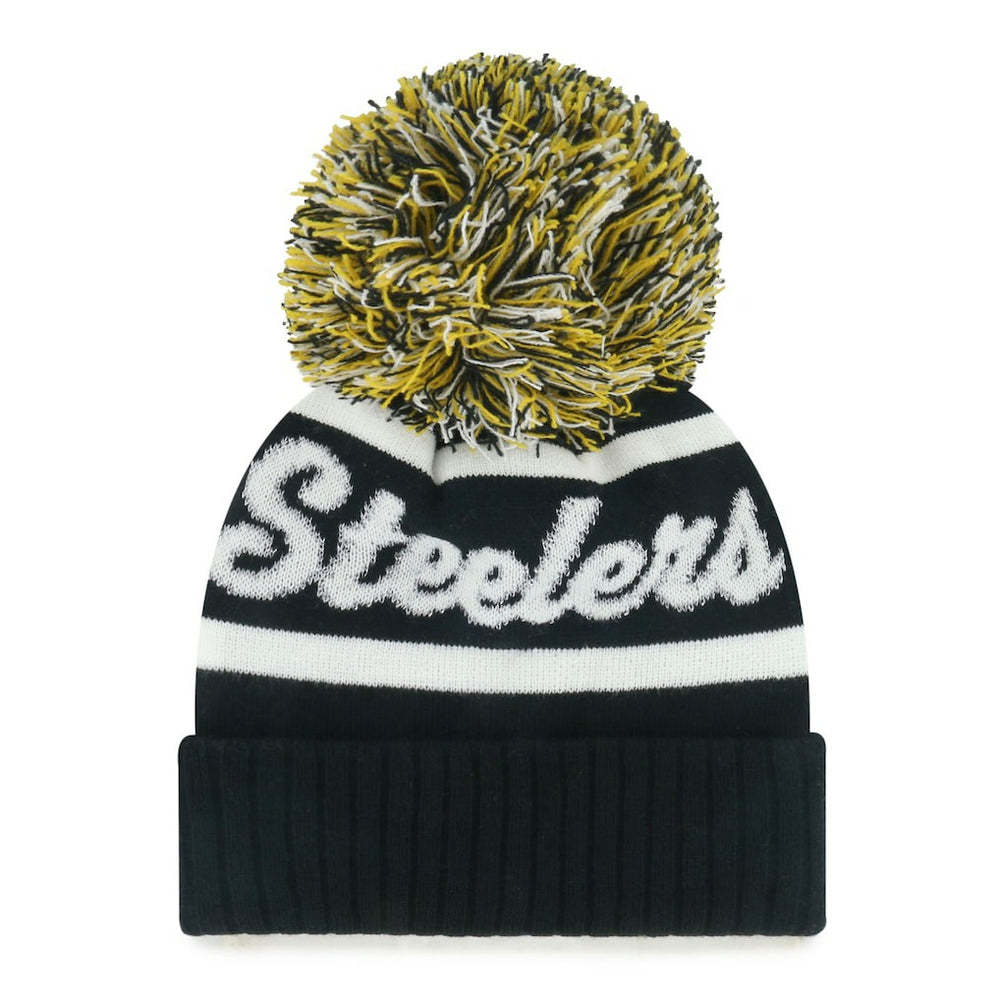 47 brand Pittsburgh Steelers '47 Women's Spirited Cuffed Knit Hat with Pom Black