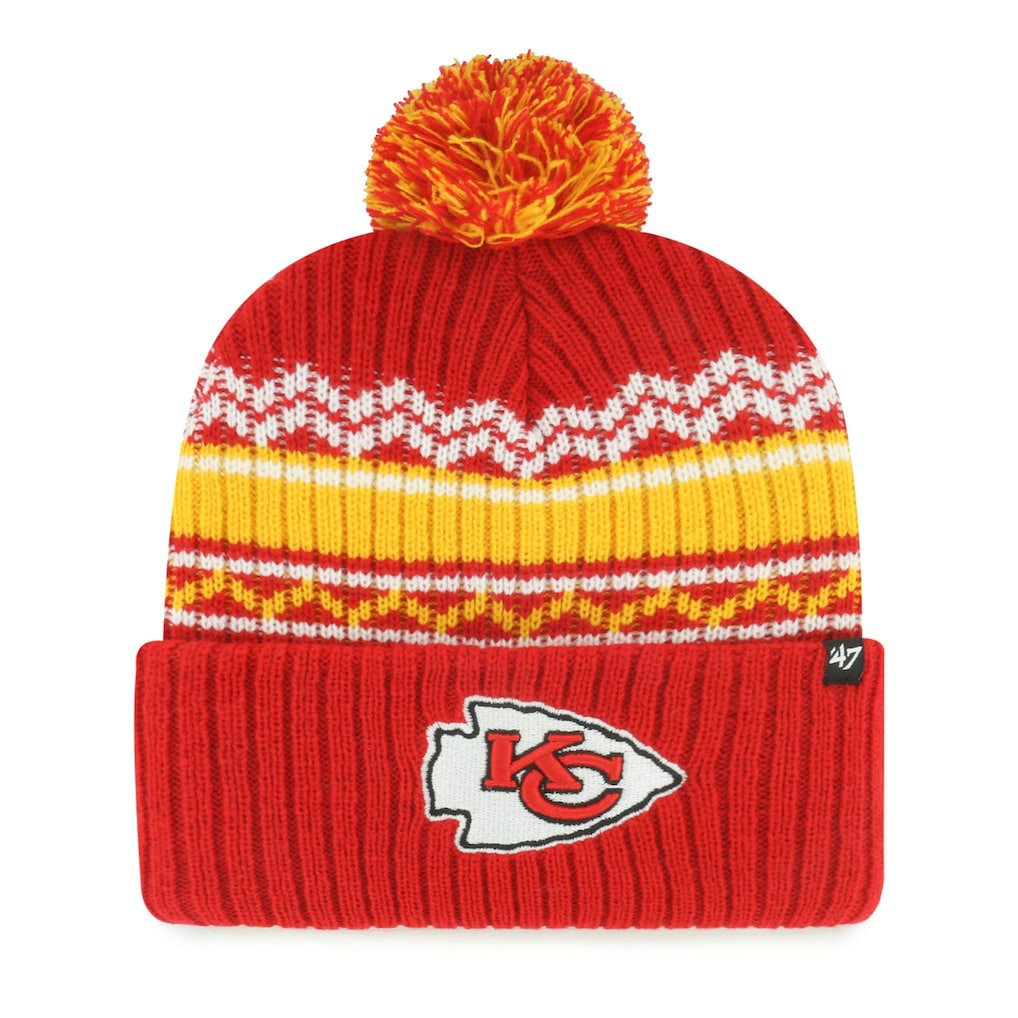 47 brand Kansas City Chiefs '47 Youth Polar Vortex Cuffed Knit Hat with Pom Red