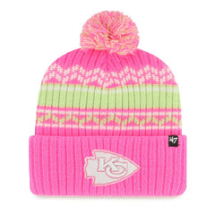47 brand Kansas City Chiefs '47 Girls Youth Polar Vortex Cuffed Knit Hat with Pom Pink