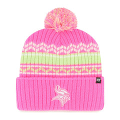 47 brand Minnesota Vikings '47 Girls Youth Polar Vortex Cuffed Knit Hat with Pom Pink