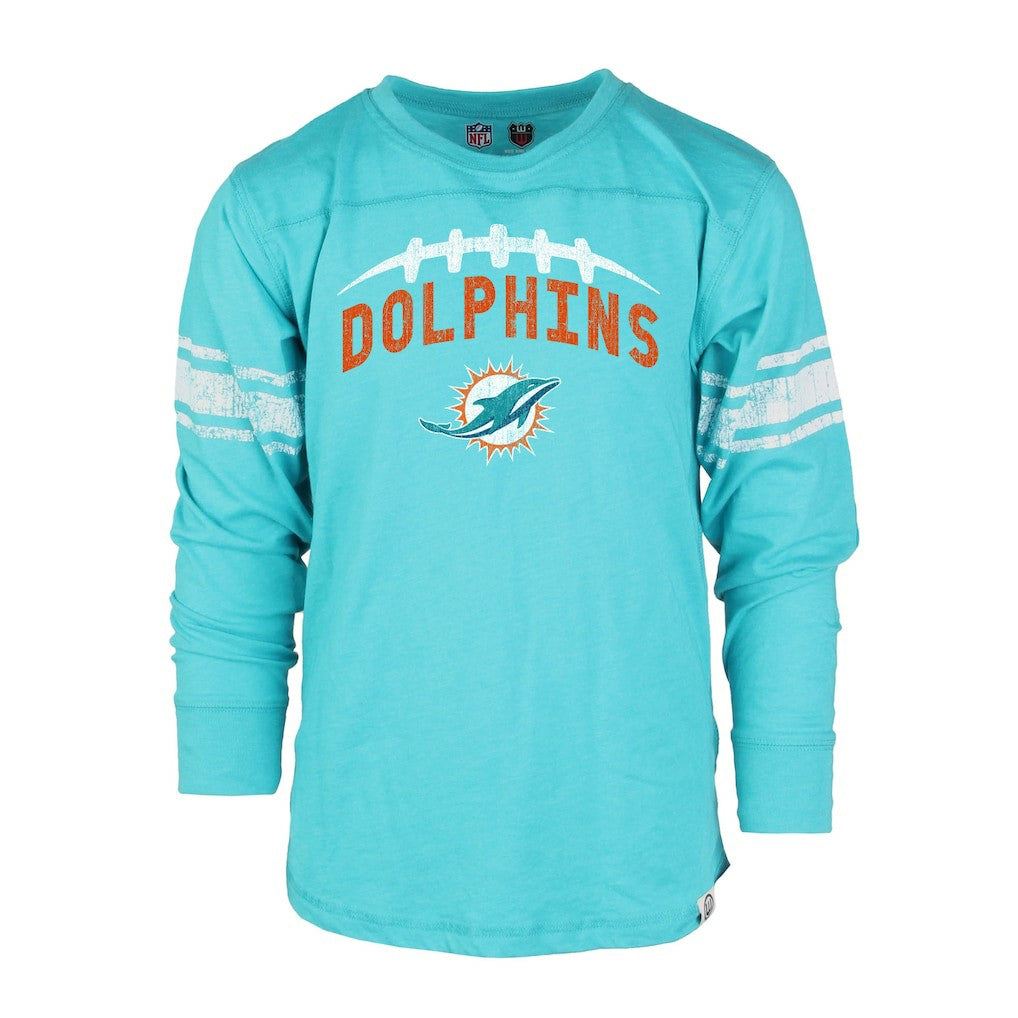 Miami Dolphins Wes & Willy Youth Football Long Sleeve T-Shirt Aqua