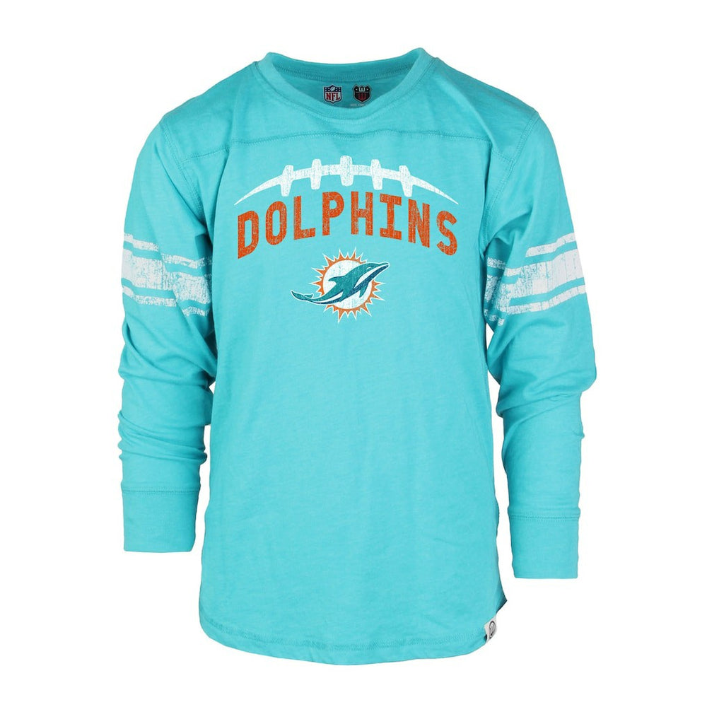 Miami Dolphins Wes & Willy Youth Football Long Sleeve T-Shirt Aqua