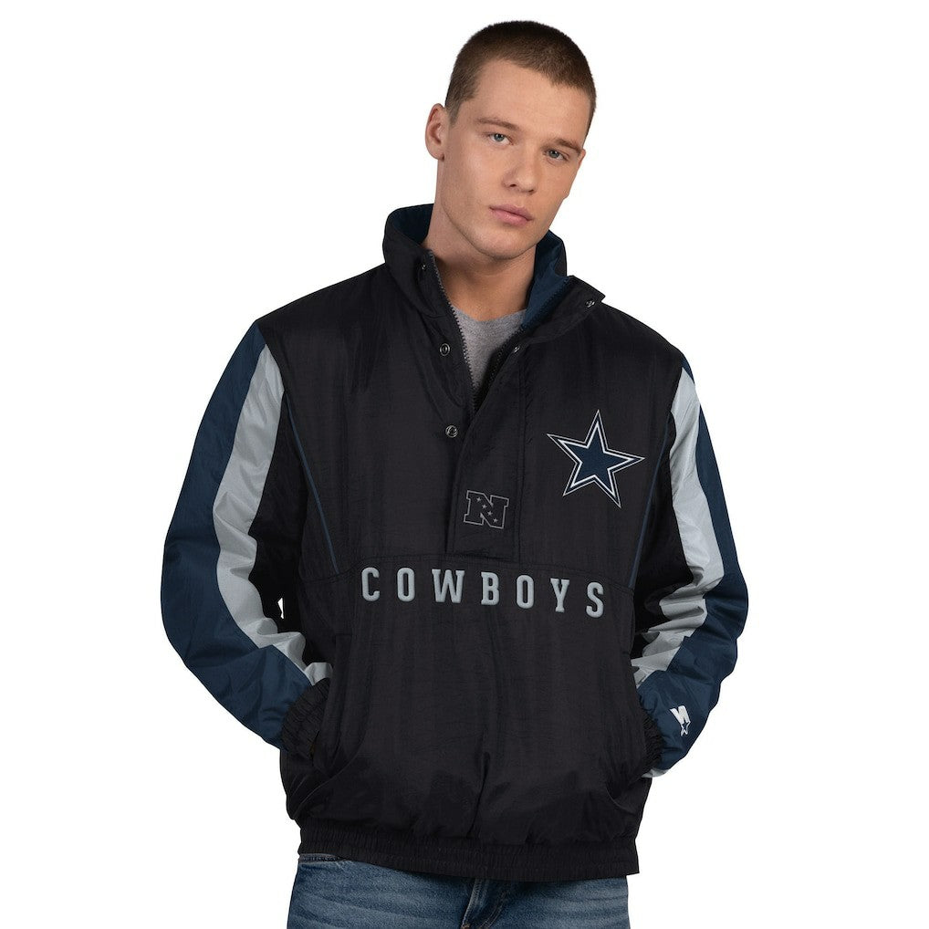 Dallas Cowboys Starter Thursday Night Gridiron Vintage Logo Half-Zip Jacket Black
