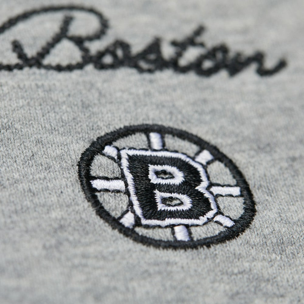 Boston Bruins Mitchell & Ness Women's Logo Lightweight Pullover Sweatshirt - Heather Gray - NHL 202679016
