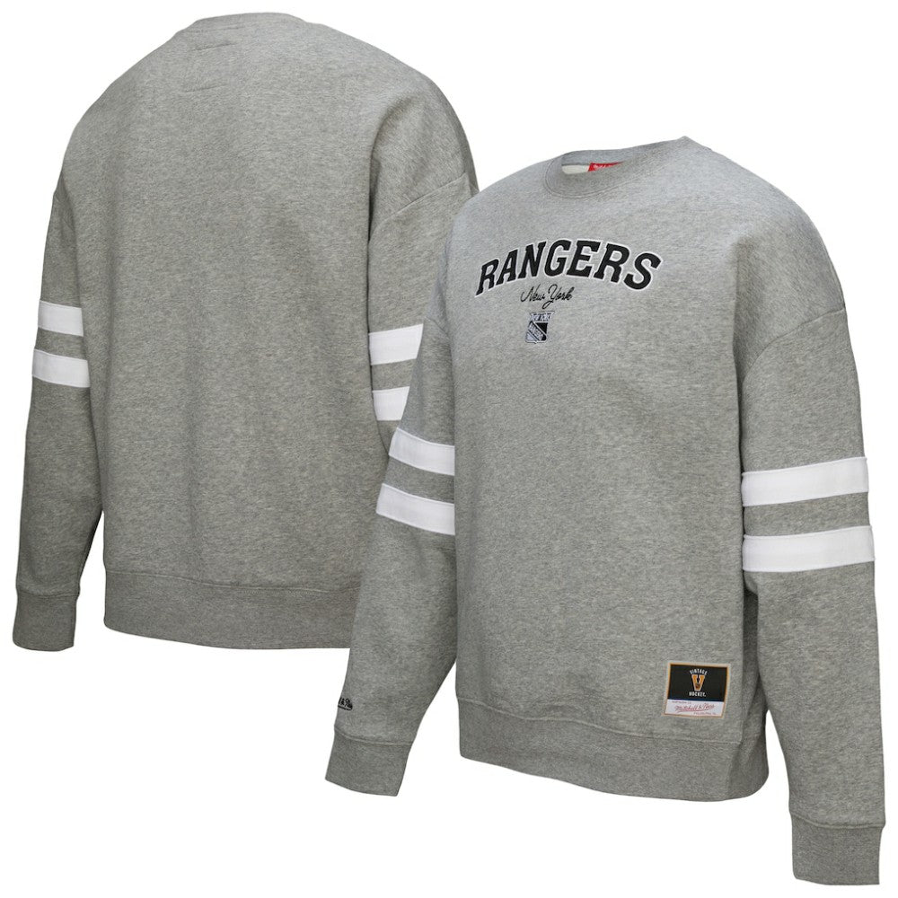 New York Rangers Mitchell & Ness Women's Logo Lightweight Pullover Sweatshirt - Heather Gray - NHL 202679017