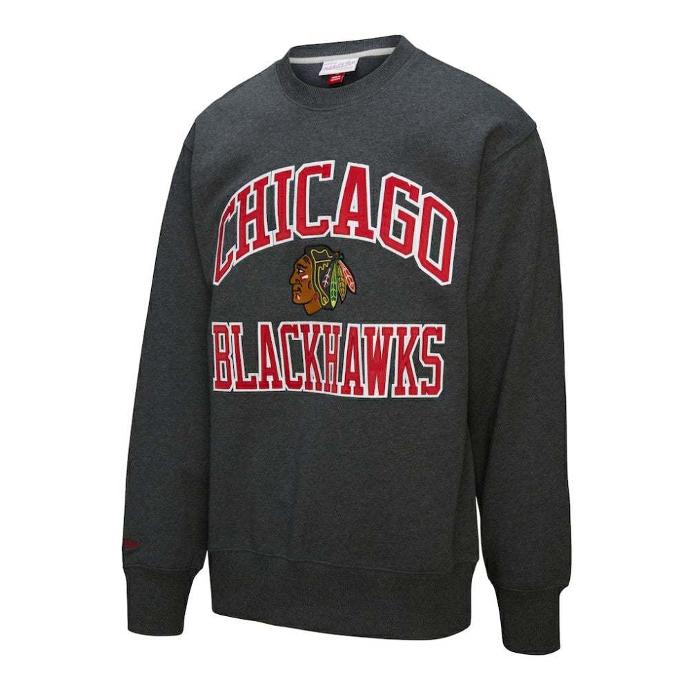 Chicago Blackhawks Mitchell & Ness Playoff Win Fleece Pullover Sweatshirt - Heather Charcoal - NHL 202679019