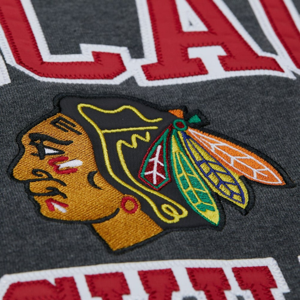 Chicago Blackhawks Mitchell & Ness Playoff Win Fleece Pullover Sweatshirt - Heather Charcoal - NHL 202679019