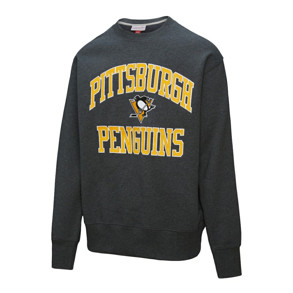 Pittsburgh Penguins Mitchell & Ness Playoff Win Fleece Pullover Sweatshirt - Heather Charcoal - NHL 202679023