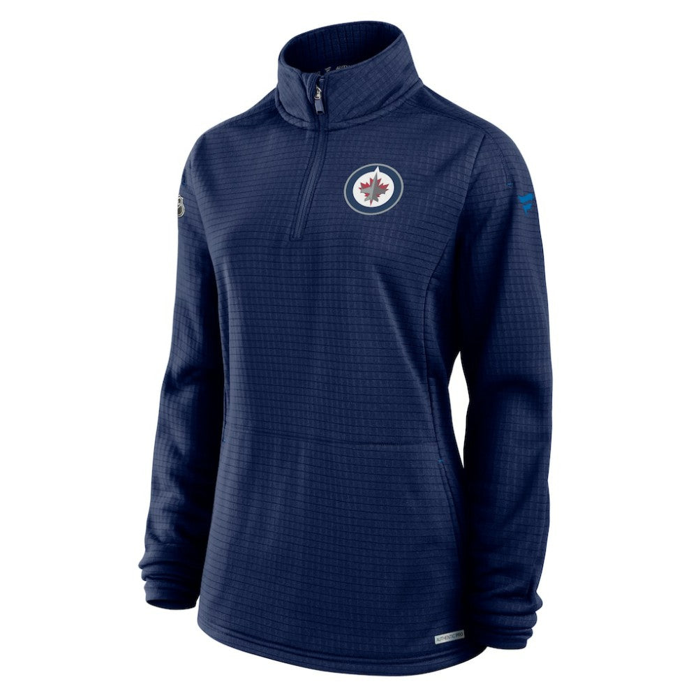 Winnipeg Jets Fanatics Women's Authentic Pro Rink Quarter-Zip Pullover  - Navy - NHL 202679666