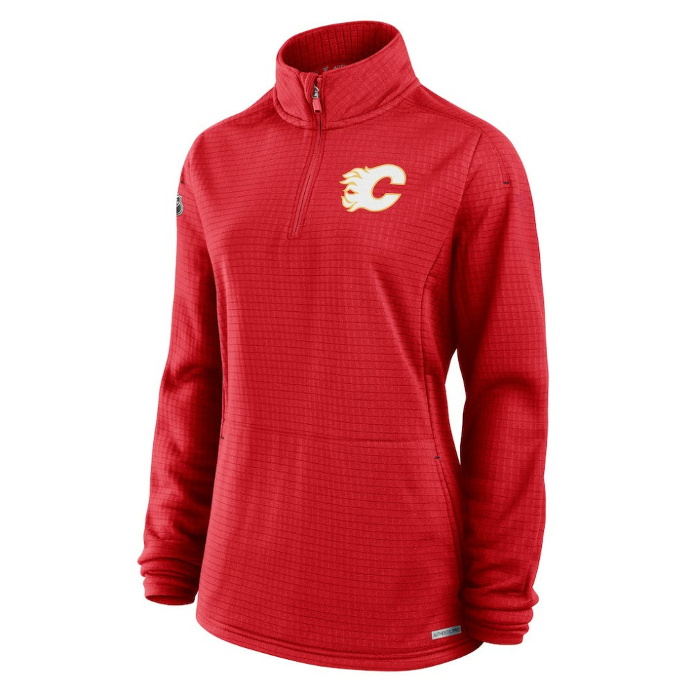 Calgary Flames Fanatics Women's Authentic Pro Rink Quarter-Zip Pullover  - Red - NHL 202679686