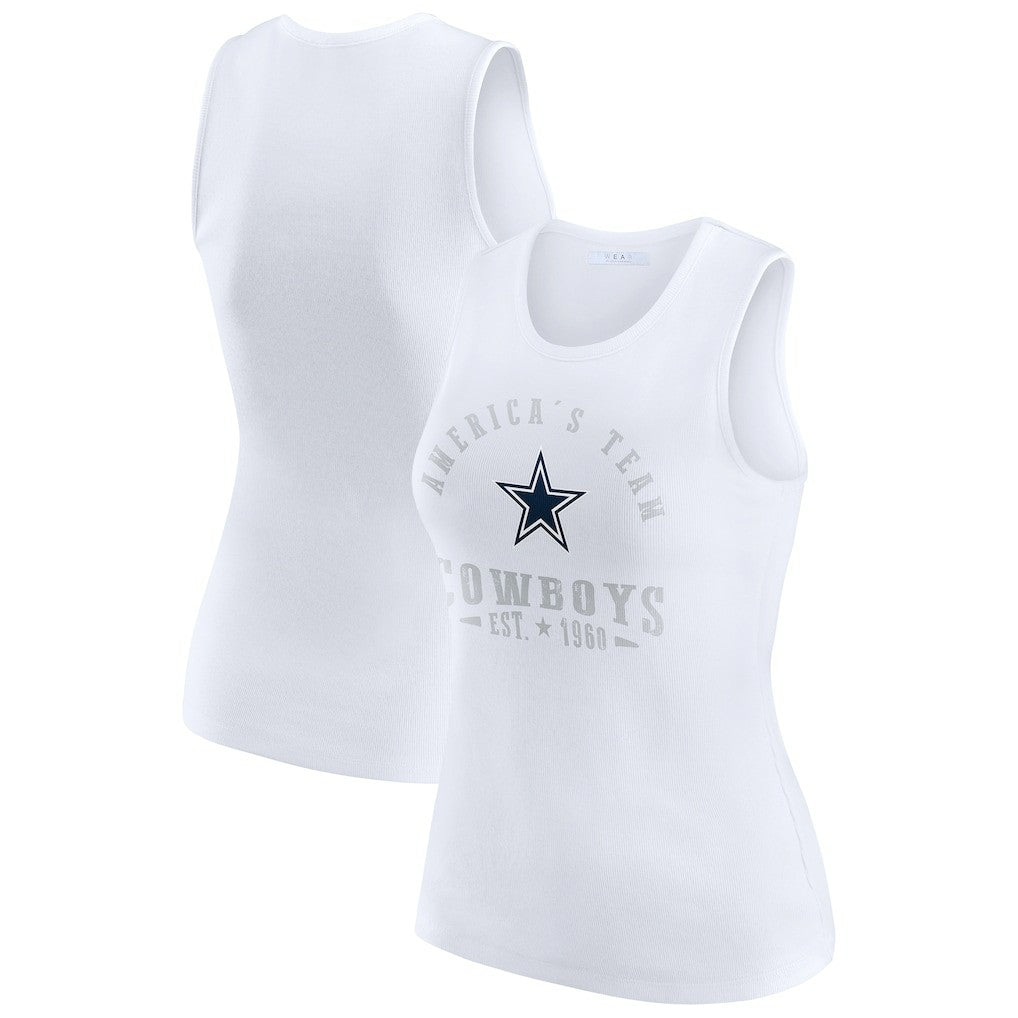 Dallas Cowboys WEAR by Erin Andrews Women's Ribbed Graphic Tank Top White