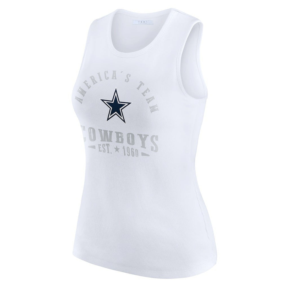 Dallas Cowboys WEAR by Erin Andrews Women's Ribbed Graphic Tank Top White