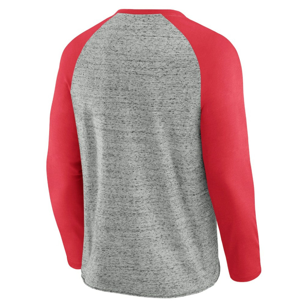Washington Nationals Darius Rucker Collection by Fanatics Raw Edge Raglan Long Sleeve Baseball T-Shirt - Heather Gray - Fanatics Sale