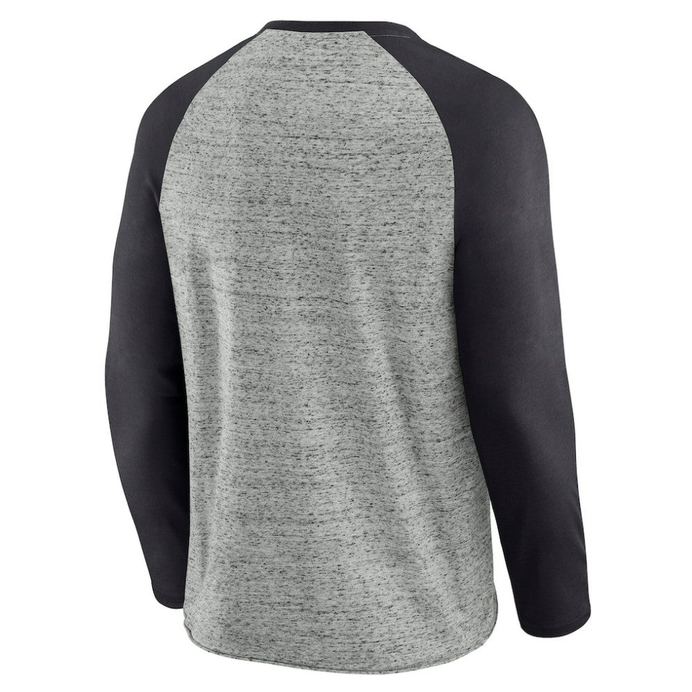 Pittsburgh Pirates Darius Rucker Collection by Fanatics Raw Edge Raglan Long Sleeve Baseball T-Shirt - Heather Gray - Fanatics Sale