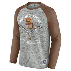 San Diego Padres Darius Rucker Collection by Fanatics Raw Edge Raglan Long Sleeve Baseball T-Shirt - Heather Gray - Fanatics on Sale