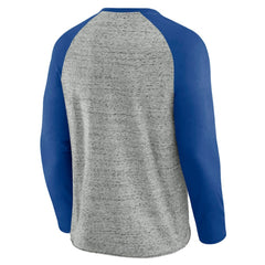 Texas Rangers Darius Rucker Collection by Fanatics Raw Edge Raglan Long Sleeve Baseball T-Shirt - Heather Gray - Fanatics on Sale