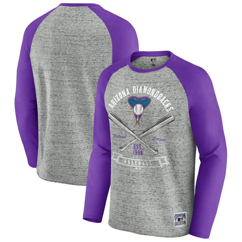 Arizona Diamondbacks Darius Rucker Collection by Fanatics Raw Edge Raglan Long Sleeve Baseball T-Shirt - Heather Gray - Fanatics Lifestyle