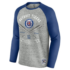 Detroit Tigers Darius Rucker Collection by Fanatics Raw Edge Raglan Long Sleeve Baseball T-Shirt - Heather Gray - Fanatics Lifestyle