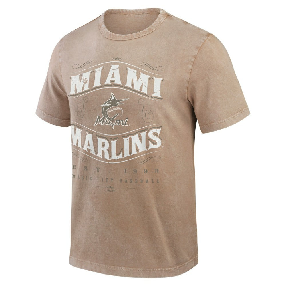 Miami Marlins Darius Rucker Collection by Fanatics Sunfaded T-Shirt - Tan - Fanatics on Sale