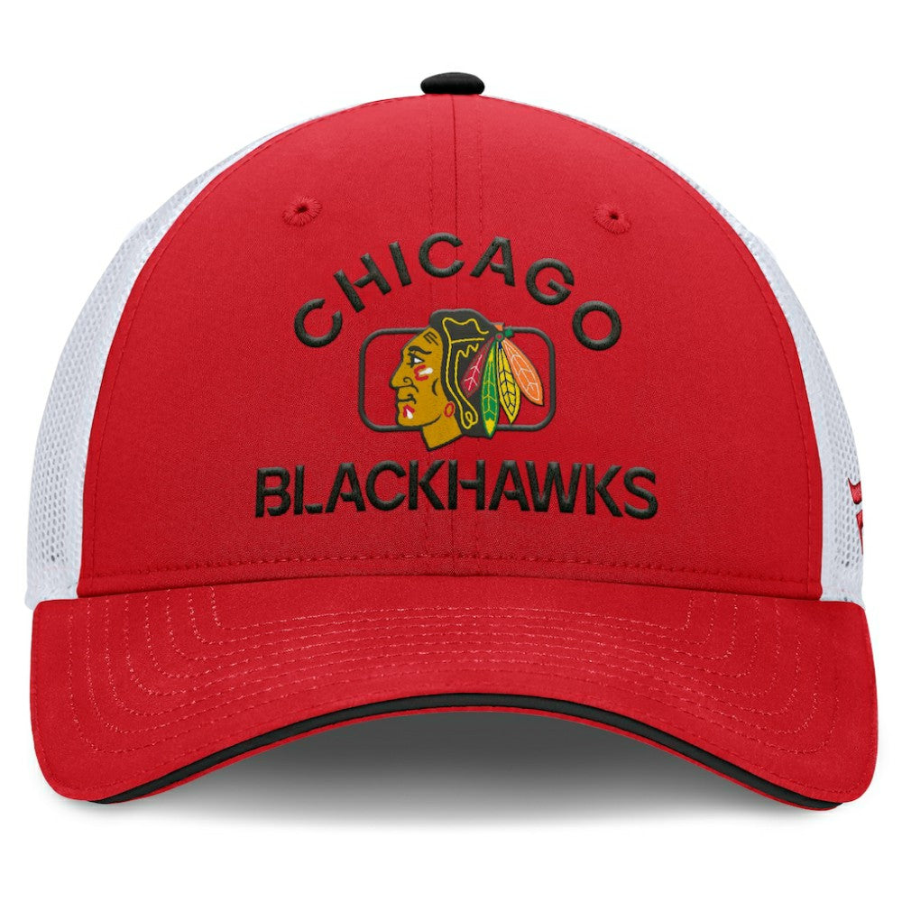 Chicago Blackhawks Fanatics Authentic Pro Rink Adjustable Trucker Hat - Red/White - NHL 202682669