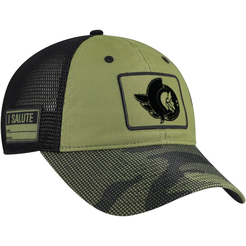 Ottawa Senators Fanatics Military Appreciation Trucker Adjustable Hat - Olive - NHL 202682998