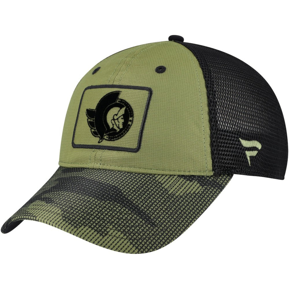 Ottawa Senators Fanatics Military Appreciation Trucker Adjustable Hat - Olive - NHL 202682998