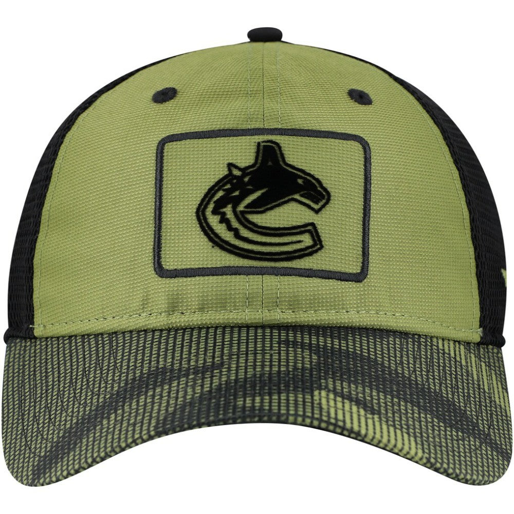 Vancouver Canucks Fanatics Military Appreciation Trucker Adjustable Hat - Olive - NHL 202682999