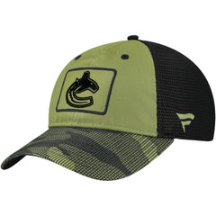 Vancouver Canucks Fanatics Military Appreciation Trucker Adjustable Hat - Olive - NHL 202682999