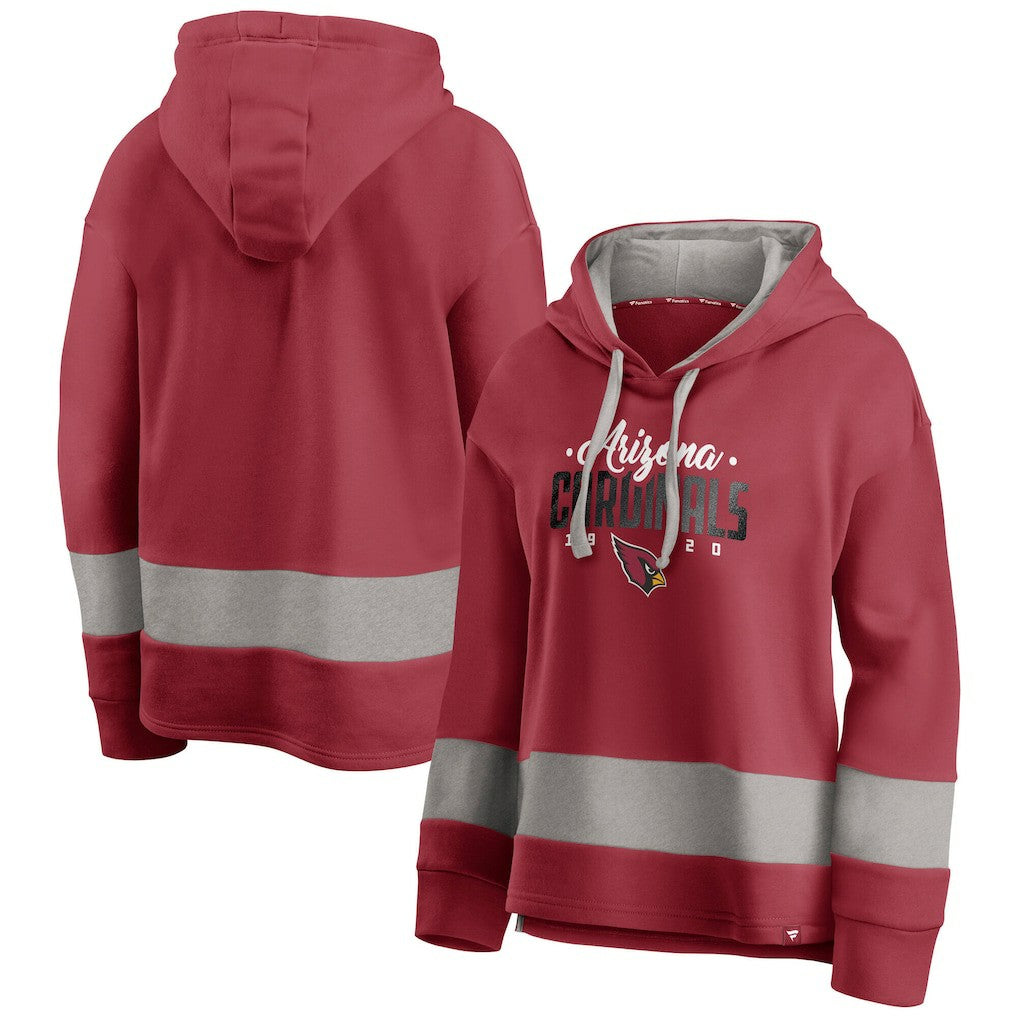 Fanatics Arizona Cardinals Women's Huddle Up Fundamental Fleece Color Block Pullover Hoodie Cardinal/Gray