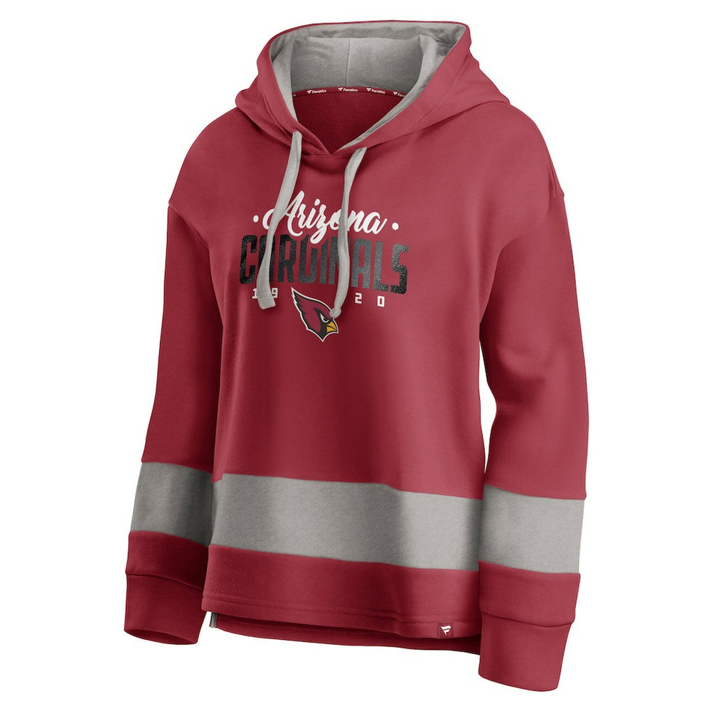 Fanatics Arizona Cardinals Women's Huddle Up Fundamental Fleece Color Block Pullover Hoodie Cardinal/Gray