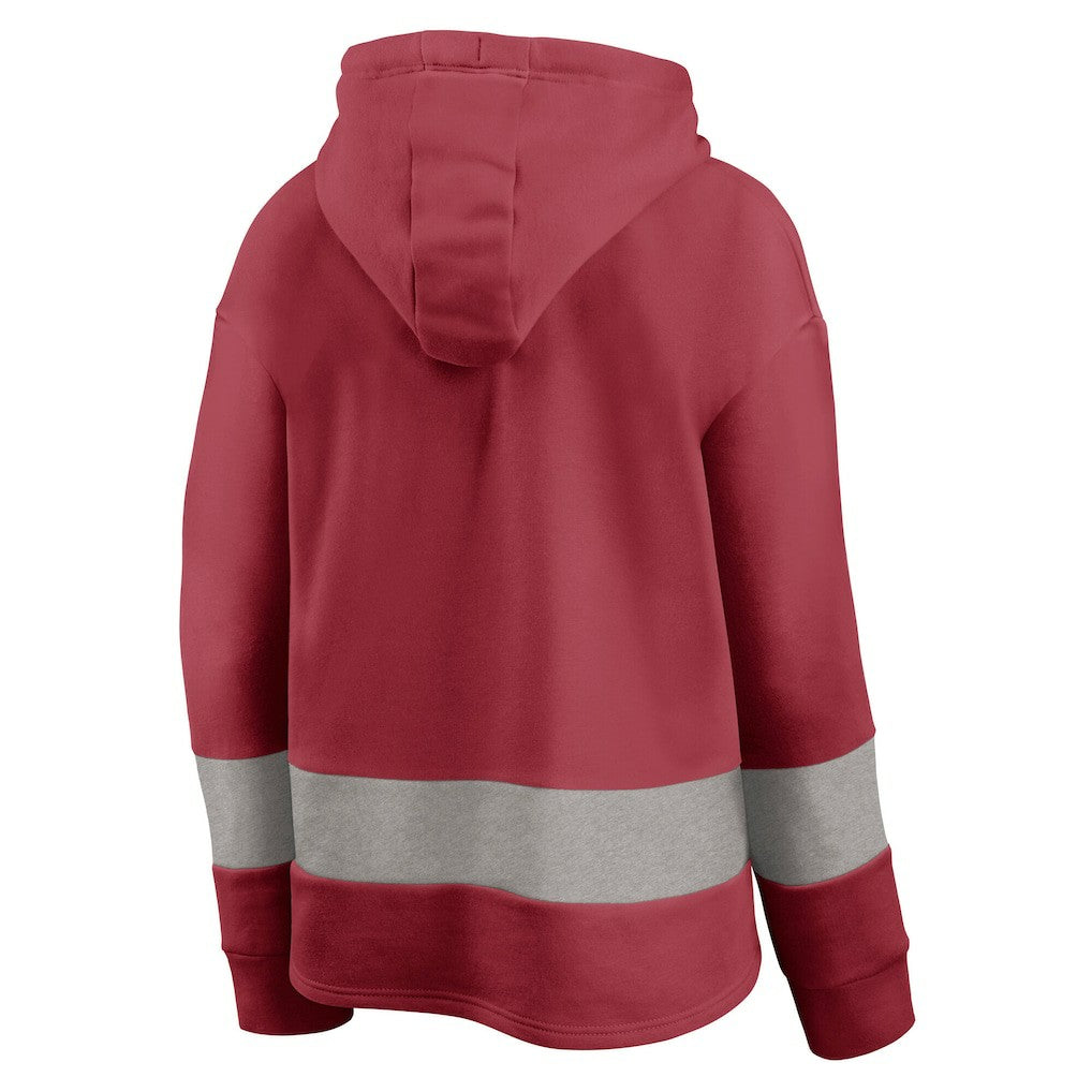 Fanatics Arizona Cardinals Women's Huddle Up Fundamental Fleece Color Block Pullover Hoodie Cardinal/Gray