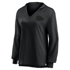 Fanatics Kansas City Chiefs Women's Blackout Slub Hoodie V-Neck Long Sleeve T-Shirt