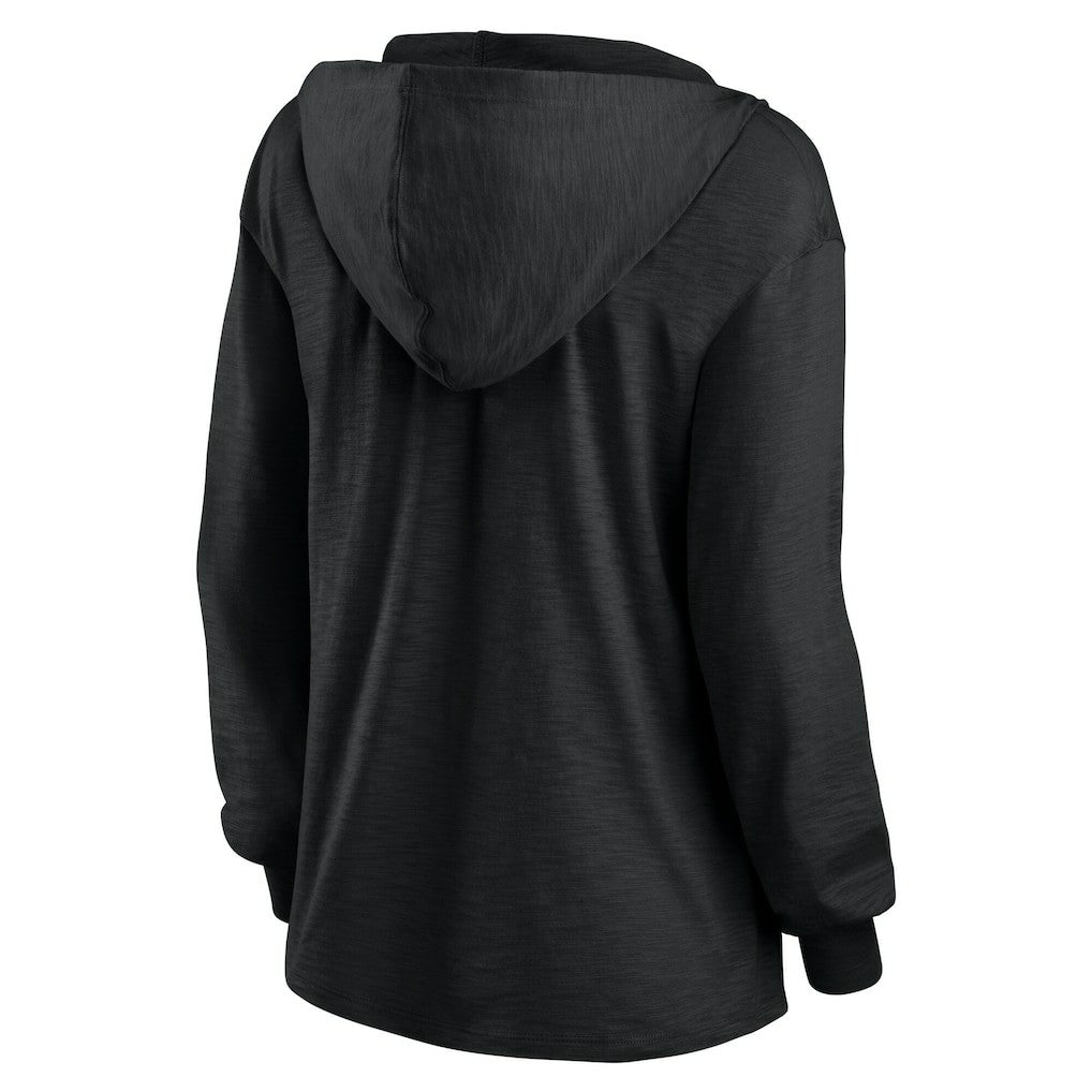 Fanatics Kansas City Chiefs Women's Blackout Slub Hoodie V-Neck Long Sleeve T-Shirt