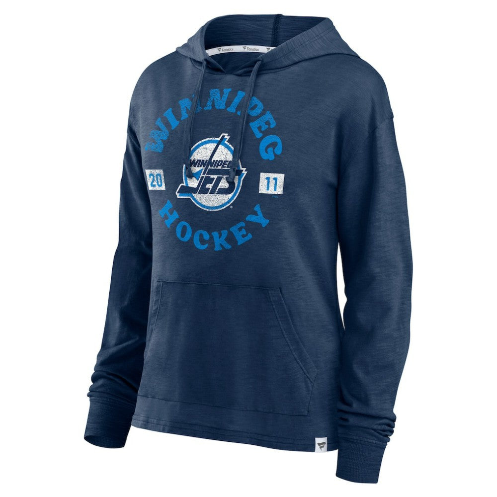 Winnipeg Jets Fanatics Women's Faded Pullover Hoodie - Heather Navy - NHL 202683191