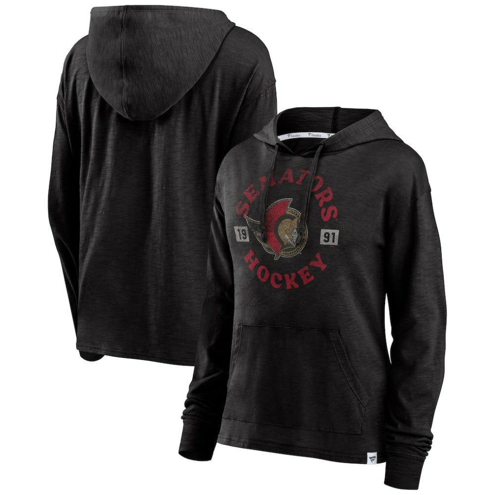 Ottawa Senators Fanatics Women's True Classic Pullover Hoodie - Heather Black - NHL 202683192