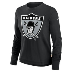 Nike Las Vegas Raiders Women's Large Logo Cropped Long Sleeve Fashion T-Shirt Black